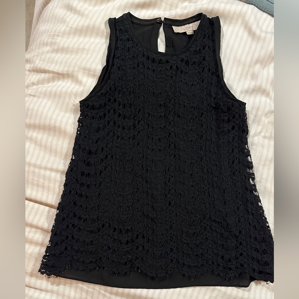 Anne Taylor LOFT - Black Crochet Shell Camisole - XSP